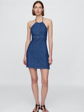 GAP Indigo Halter Denim Mini Dress